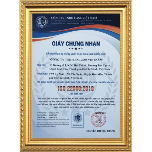 Giấy Chứng Nhận ISO 22000 : 2018