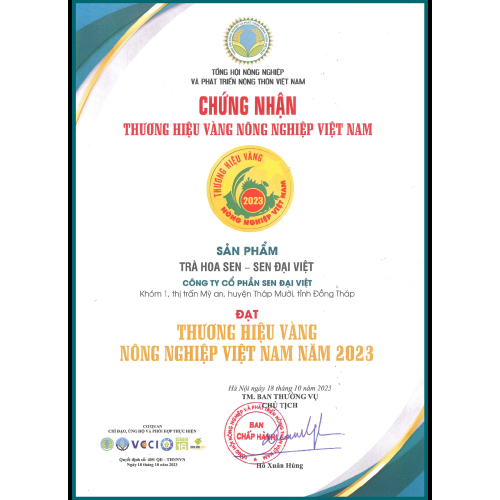 Giấy Chứng Nhận Thương Hiệu Vàng Nông Nghiệp Việt Nam