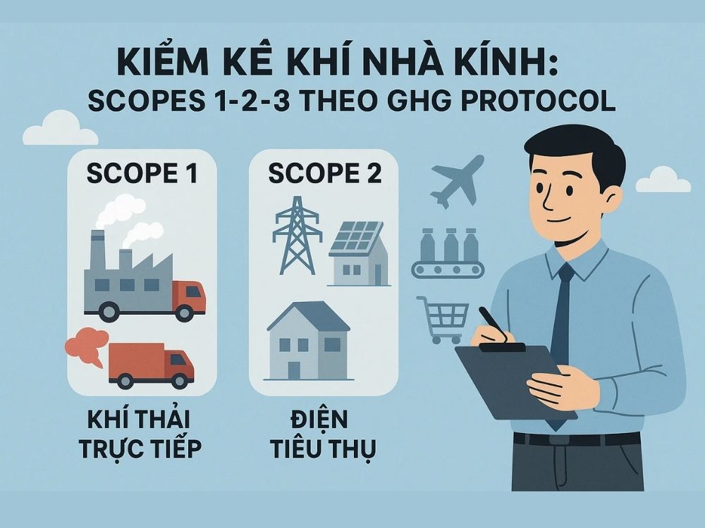 2. Kiểm kê khí nhà kính: Scopes 1-2-3 theo GHG Protocol